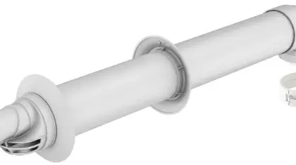 Ubbink 0229115 Ubbink Rolux 5H concentrisch PP/Staal muurdoorvoer 60/100 mm - wit - met bocht