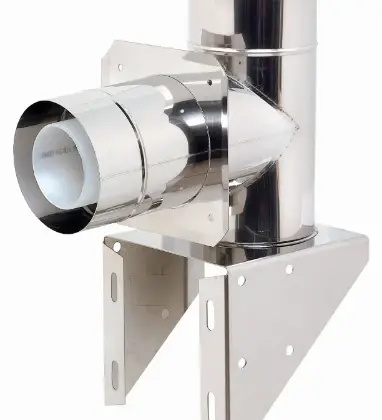 Ubbink 0703445 Ubbink Rolux concentrisch PP/Inox draagstoel compleet (incl luchttoevoer & bocht) 80/125 mm