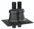 Ubbink Chemilux 4G PP dubbele schoorsteenopstand vlakke plaat 2 x 80 mm - zwart 0716214