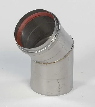 Ubbink Enkelwandige rookgasbocht Ubbink Rolux 4G 45° 100mm/80mm inox met lipring 0701151