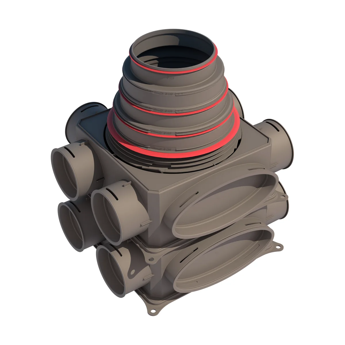 Ubbink Verdeelbox ventilatie Ubbink Air Excellent Ø125 - 200mm kunststof 12x75mm DB-reeks 0188964