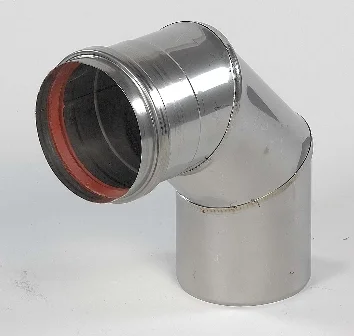 Ubbink Enkelwandige rookgasbocht Ubbink Rolux 4G 90° 100mm/100mm inox met lipring 0701143