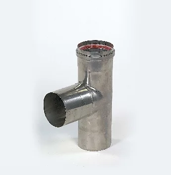 Ubbink Enkelwandig rookgas T-stuk Ubbink Rolux 4G 100mm inox met lipring 0701167
