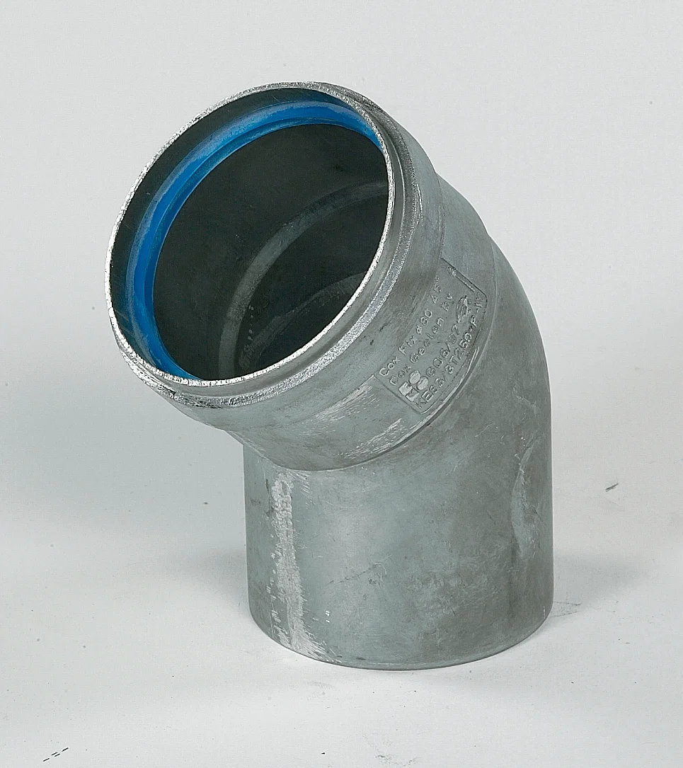 Ubbink Enkelwandige rookgasbocht Ubbink Rolux 4G 45° 100mm/100mm aluminium met lipring 0701191