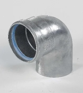 Ubbink Enkelwandige rookgasbocht Ubbink Rolux 4G 90° 100mm/100mm aluminium met lipring 0701192