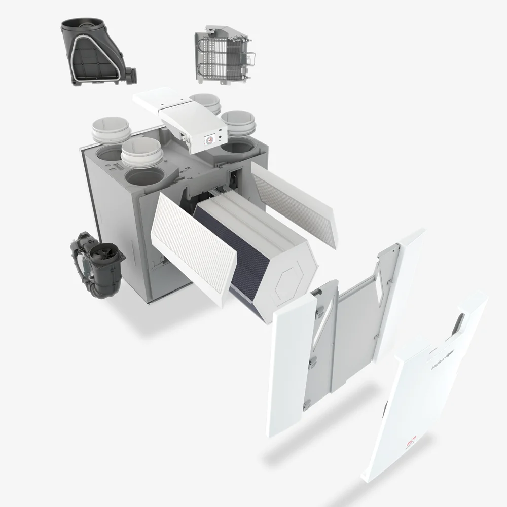 Ubbink WTW-unit Ubbink Ubiflux Vigor W450 450m3/h D=200mm 4 bovenaansluitingen 0884504