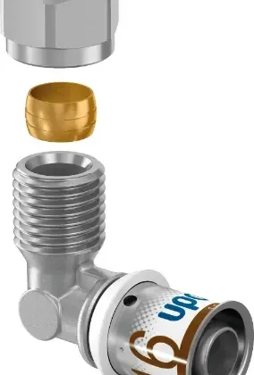 Uponor 1070532 Uponor S-Press Plus messing overgangsbocht 90° MF 16 x 1/2 M