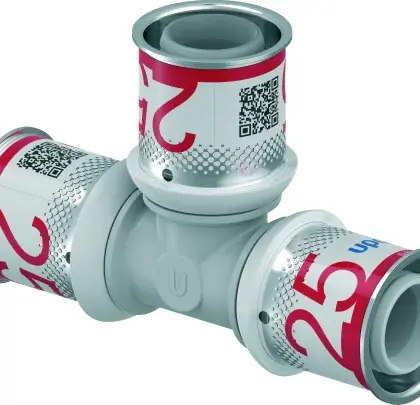 Uponor Pers-T kunststof 25/2.5mm FFF (drink)water Uponor S-Press PLUS PPSU 1039946