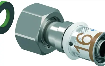 Uponor Persaansluitkoppeling messing 16/2mm x 1/2" FF (drink)water Uponor S-Press PLUS 1070602