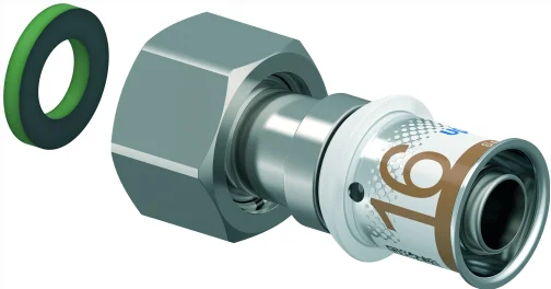Uponor Persaansluitkoppeling messing 16/2mm x 1/2" FF (drink)water Uponor S-Press PLUS 1070602