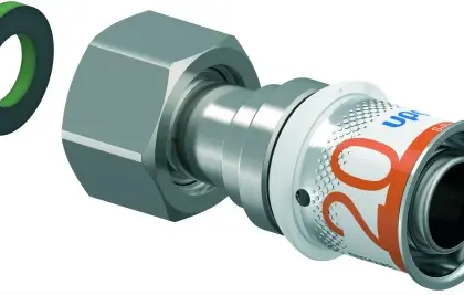 Uponor Persaansluitkoppeling messing 20/2.25mm x 1/2" FF (drink)water Uponor S-Press PLUS 1070604
