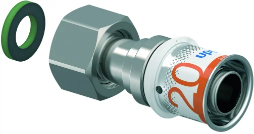 Uponor Persaansluitkoppeling messing 20/2.25mm x 1/2" FF (drink)water Uponor S-Press PLUS 1070604