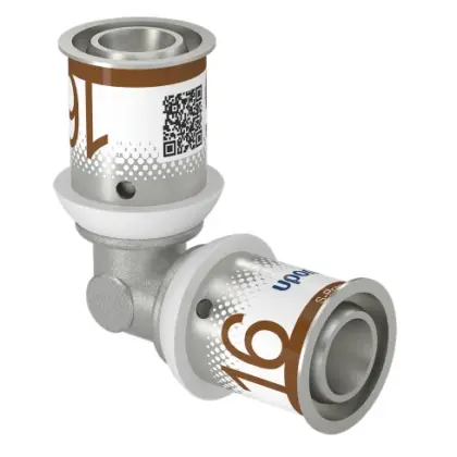 Uponor Persknie messing 16/2mm FF 90° (drink)water Uponor S-Press PLUS 1070523