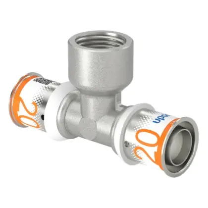 Uponor Persovergangs-T-stuk messing 20/2.25 x 1/2" x 20/2.25 F (drink)water Uponor S-Press PLUS 1070596