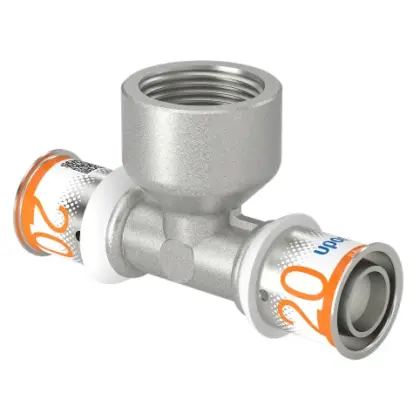 Uponor Persovergangs-T-stuk messing 20/2.25 x 3/4" x 20/2.25 F (drink)water Uponor S-Press PLUS 1070597