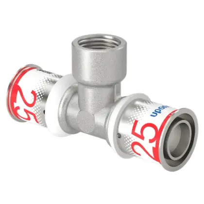 Uponor Persovergangs-T-stuk messing 25/2.5 x 1/2" x 25/2.5 F (drink)water Uponor S-Press PLUS 1070598