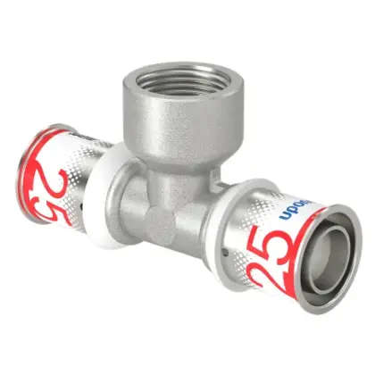 Uponor Persovergangs-T-stuk messing 25/2.5 x 3/4" x 25/2.5 F (drink)water Uponor S-Press PLUS 1070599