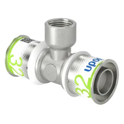Uponor Persovergangs-T-stuk messing 32/3 x 1/2" x 32/3 F (drink)water Uponor S-Press PLUS 1070600