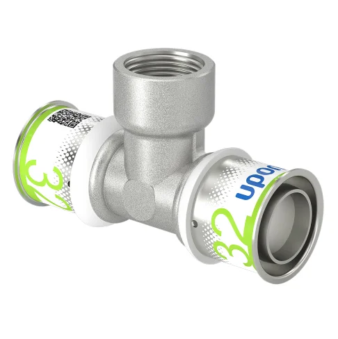 Uponor Persovergangs-T-stuk messing 32/3 x 3/4" x 32/3 F (drink)water Uponor S-Press PLUS 1070601