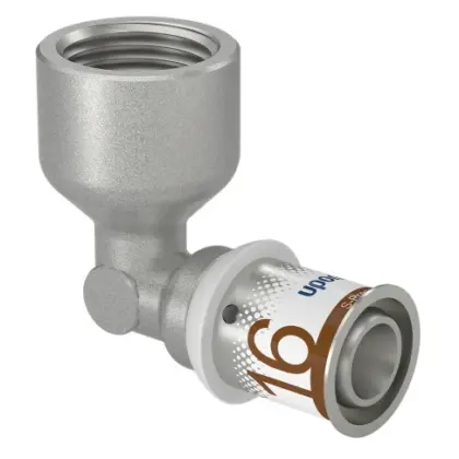 Uponor Persovergangsknie messing 16/2mm x 1/2" F 90° (drink)water Uponor S-Press PLUS 1070539