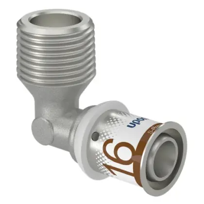 Uponor Persovergangsknie messing 16/2mm x 1/2" M 90° (drink)water Uponor S-Press PLUS 1070532