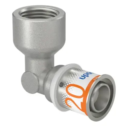 Uponor Persovergangsknie messing 20/2.25mm x 1/2" F 90° (drink)water Uponor S-Press PLUS 1070540