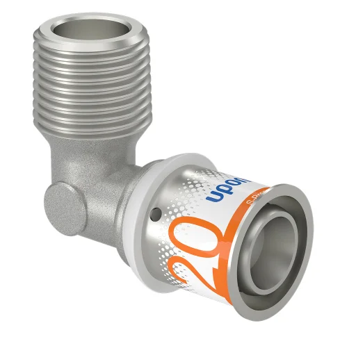 Uponor Persovergangsknie messing 20/2.25mm x 1/2" M 90° (drink)water Uponor S-Press PLUS 1070533