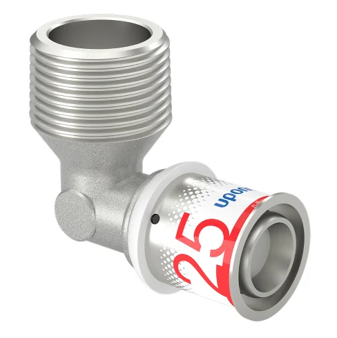 Uponor Persovergangsknie messing 25/2.5mm x 1" M 90° (drink)water Uponor S-Press PLUS 1070536