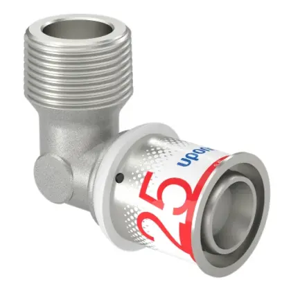 Uponor Persovergangsknie messing 25/2.5mm x 3/4" M 90° (drink)water Uponor S-Press PLUS 1070535