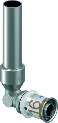 Uponor Persovergangsknie messing L=350mm 16/2mm x 15mm koperen buis 90° (drink)water Uponor S-Press PLUS 1070678