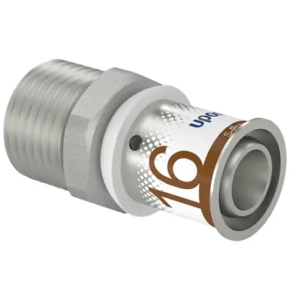 Uponor Persovergangsstuk messing 16/2mm x 1/2" M (drink)water Uponor S-Press PLUS 1070502