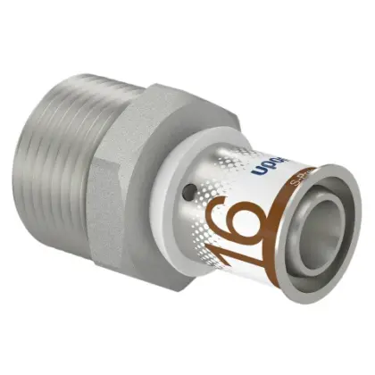 Uponor Persovergangsstuk messing 16/2mm x 3/4" M (drink)water Uponor S-Press PLUS 1070503