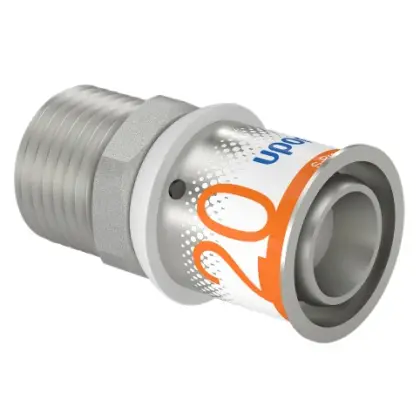 Uponor Persovergangsstuk messing 20/2.25mm x 1/2" M (drink)water Uponor S-Press PLUS 1070504
