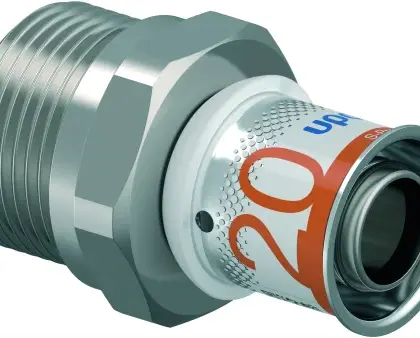 Uponor Persovergangsstuk messing 20/2.25mm x 22mm M (drink)water Uponor S-Press PLUS 1070512