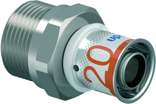 Uponor Persovergangsstuk messing 20/2.25mm x 22mm M (drink)water Uponor S-Press PLUS 1070512