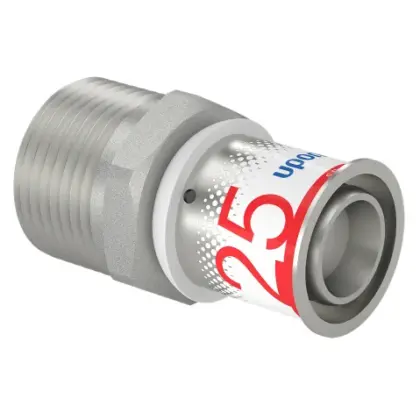 Uponor Persovergangsstuk messing 25/2.5mm x 1" M (drink)water Uponor S-Press PLUS 1070508