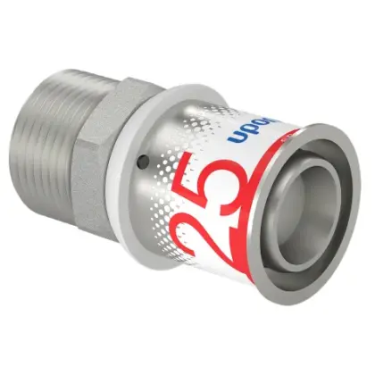 Uponor Persovergangsstuk messing 25/2.5mm x 3/4" M (drink)water Uponor S-Press PLUS 1070507