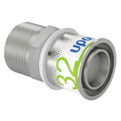 Uponor Persovergangsstuk messing 32/3mm x 1" M (drink)water Uponor S-Press PLUS 1070509