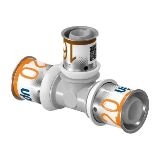 Uponor Persverloop-T kunststof 25/2.5x16/2x25/2.5mm FFF (drink)water Uponor S-Press PLUS PPSU 1039955