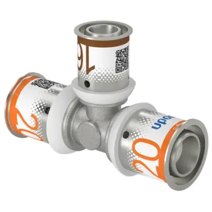 Uponor Persverloop-T messing 20/2.25x16/2x20/2.25mm FFF (drink)water Uponor S-Press PLUS 1070568
