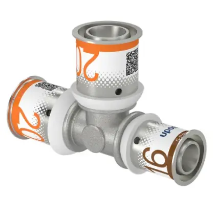 Uponor Persverloop-T messing 20/2.25x20/2.25x16/2mm FFF (drink)water Uponor S-Press PLUS 1070569