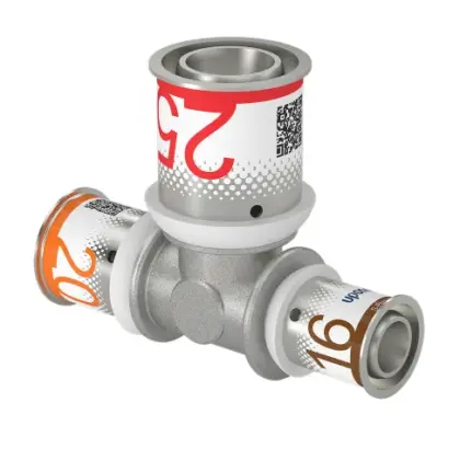 Uponor Persverloop-T messing 20/2.25x25/2.5x16/2mm FFF (drink)water Uponor S-Press PLUS 1070570