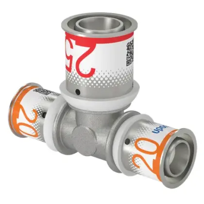 Uponor Persverloop-T messing 20/2.25x25/2.5x20/2.25mm FFF (drink)water Uponor S-Press PLUS 1070571