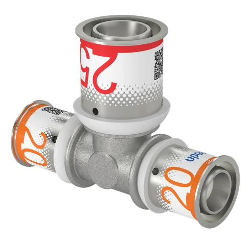 Uponor Persverloop-T messing 20/2.25x25/2.5x20/2.25mm FFF (drink)water Uponor S-Press PLUS 1070571