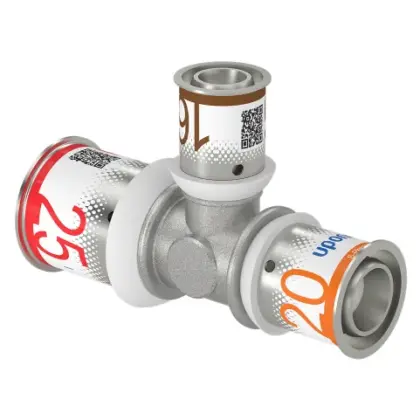 Uponor Persverloop-T messing 25/2.5x16/2x20/2.25mm FFF (drink)water Uponor S-Press PLUS 1070573