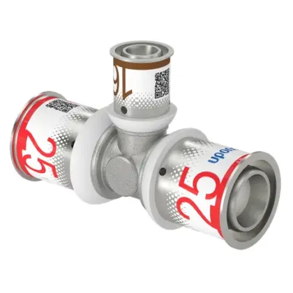 Uponor Persverloop-T messing 25/2.5x16/2x25/2.5mm FFF (drink)water Uponor S-Press PLUS 1070574