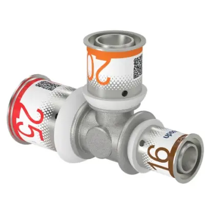 Uponor Persverloop-T messing 25/2.5x20/2.25x16/2mm FFF (drink)water Uponor S-Press PLUS 1070575