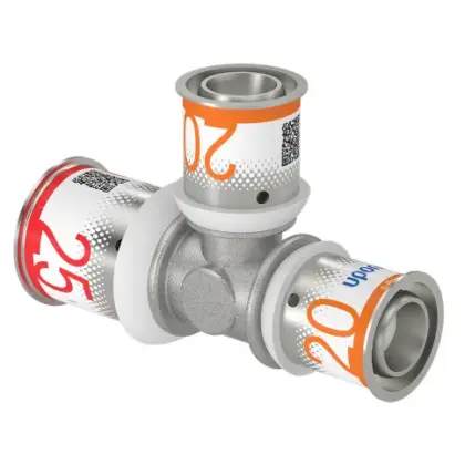 Uponor Persverloop-T messing 25/2.5x20/2.25x20/2.25mm FFF (drink)water Uponor S-Press PLUS 1070576