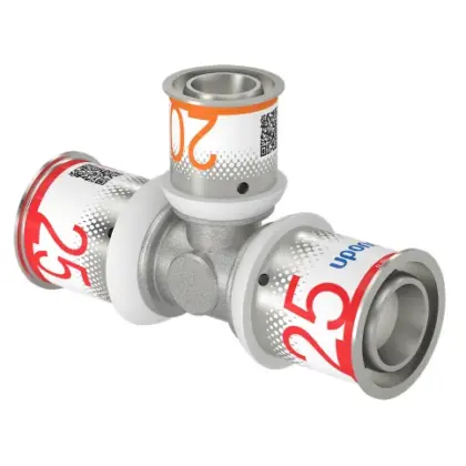 Uponor Persverloop-T messing 25/2.5x20/2.25x25/2.5mm FFF (drink)water Uponor S-Press PLUS 1070577