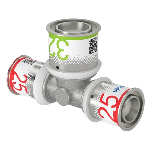 Uponor Persverloop-T messing 25/2.5x32/3x25/2.5mm FFF (drink)water Uponor S-Press PLUS 1070579